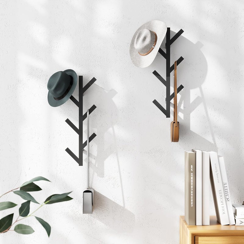 RRG 2 Pack Vertical Coat Rack Wall Mounted, Metal Vertical Hat Rack for Wall, Modern Wall Coat Tree for Hats, Jackets, Bags, Entryway Bedroom (Height 16") - Image 5